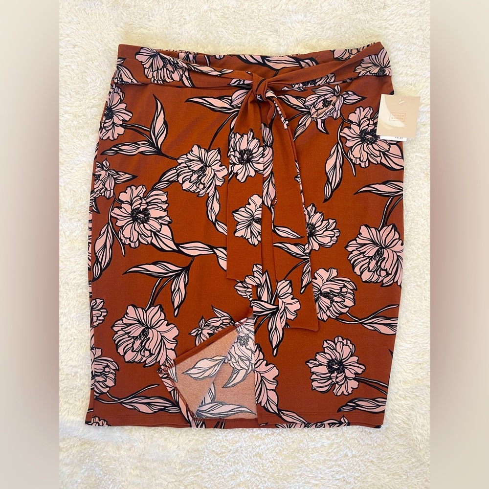 Rust floral skirt